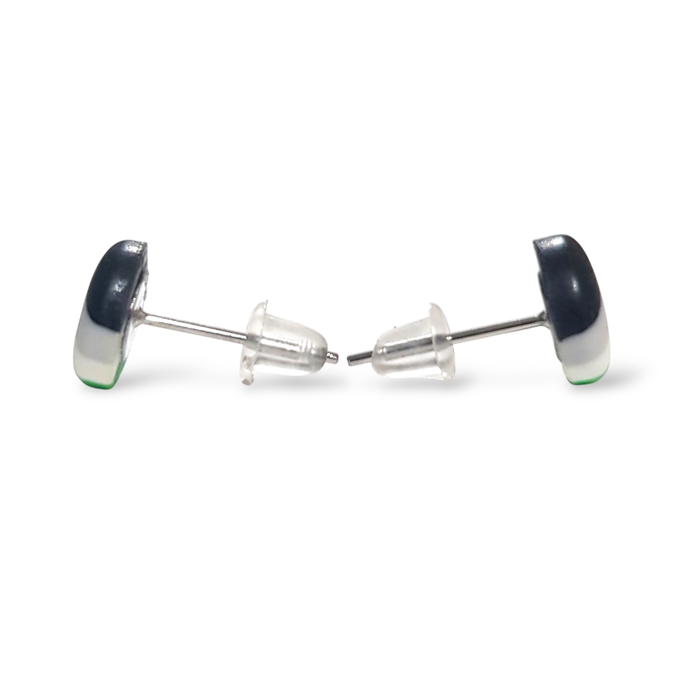 Agender pride flag button shaped stud earrings