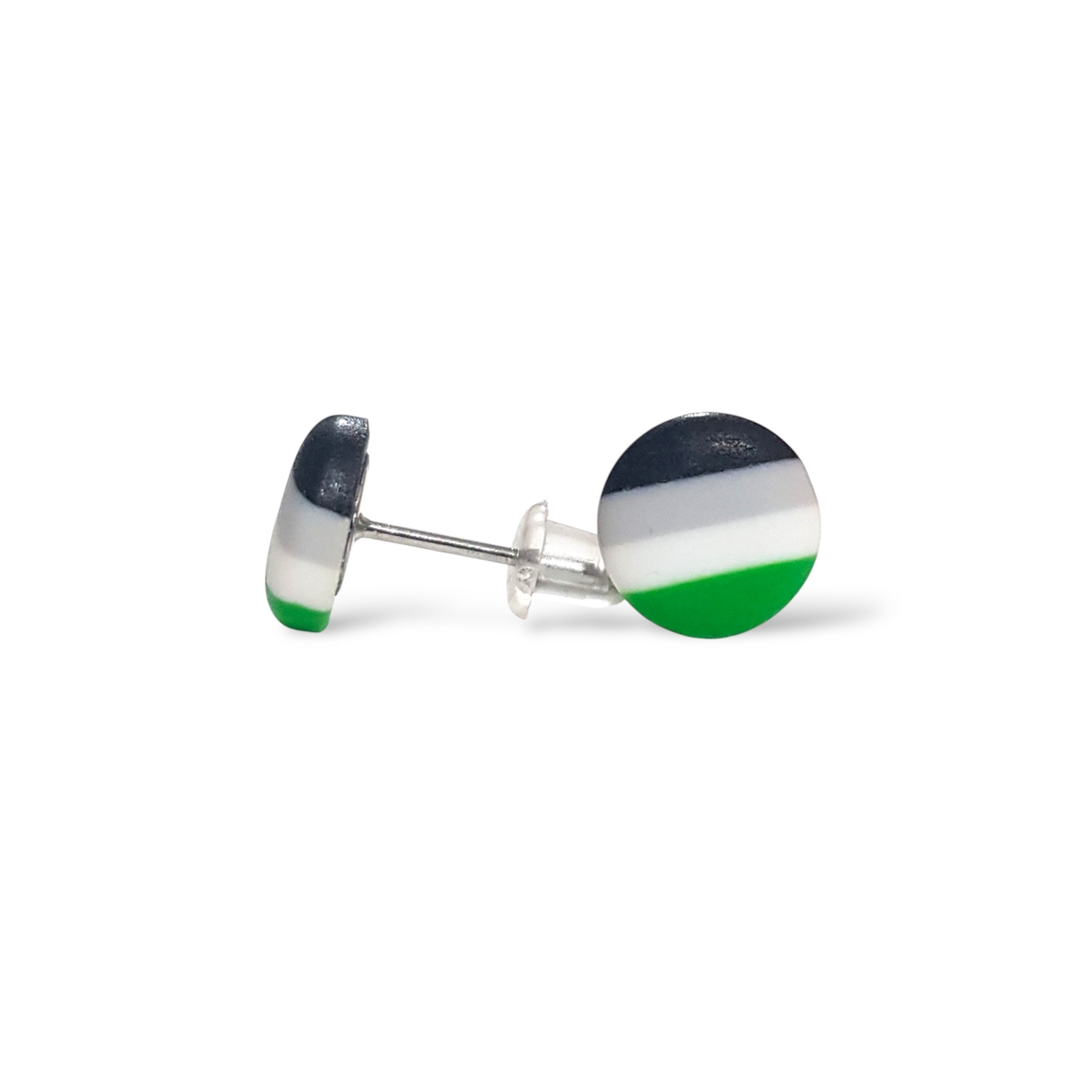 Agender pride flag button shaped stud earrings