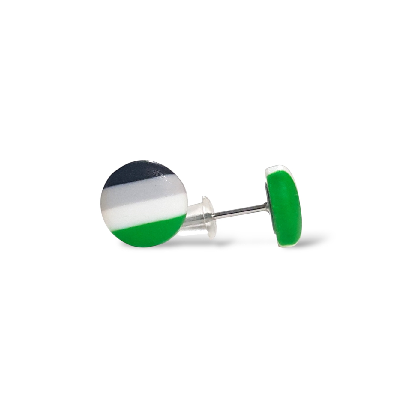 Agender pride flag button shaped stud earrings