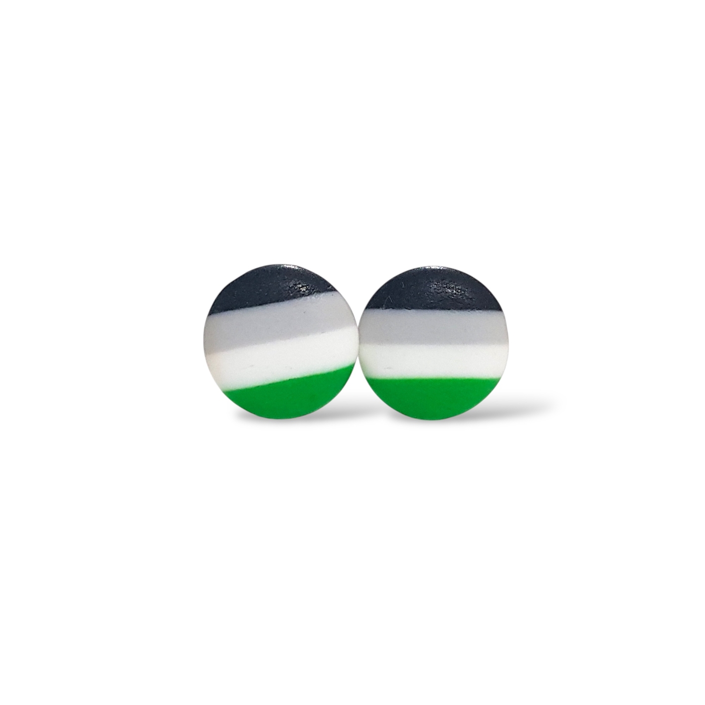 Agender pride flag button shaped stud earrings