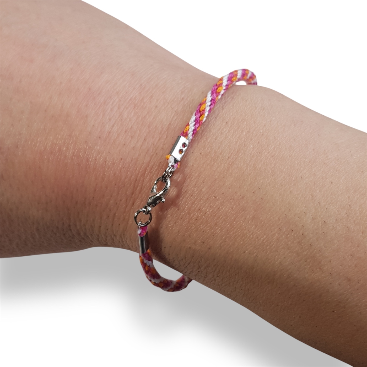 Lesbian pride flag braided bracelet