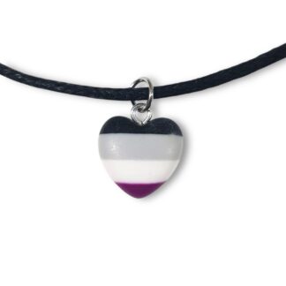 Asexual pride flag heart shaped pendant necklace