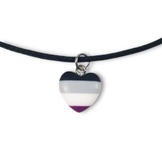 Asexual pride flag heart shaped pendant necklace