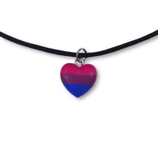 Bisexual pride flag heart shaped pendant necklace