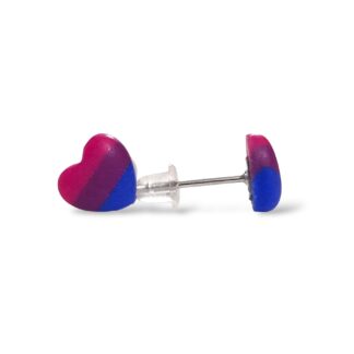 Bisexual pride flag small heart shaped stud earrings