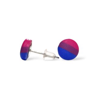 Bisexual pride flag small round stud earrings
