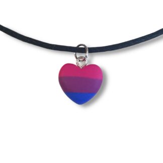 Bisexual pride flag heart shaped necklace