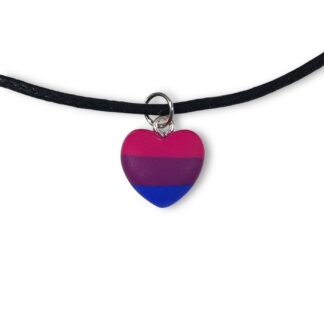 Bisexual pride flag heart shaped pendant necklace