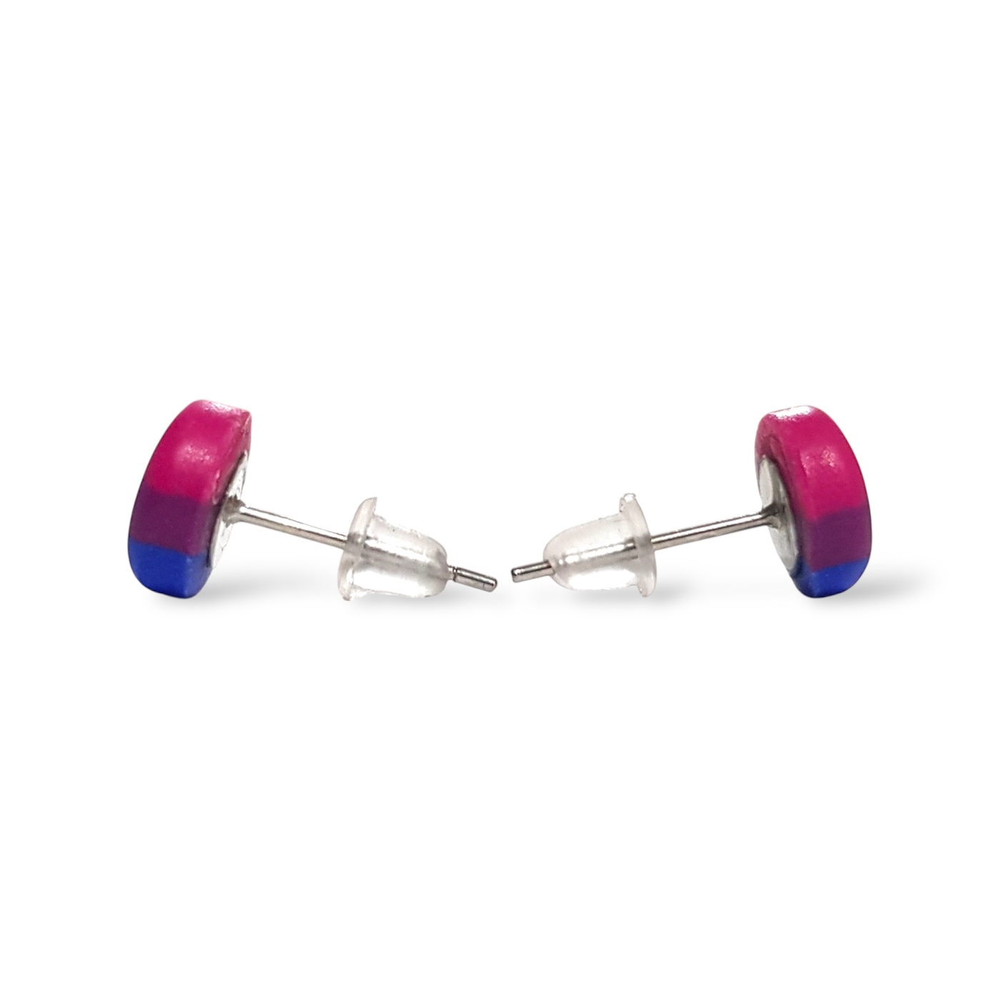 Bisexual pride flag small round stud earrings