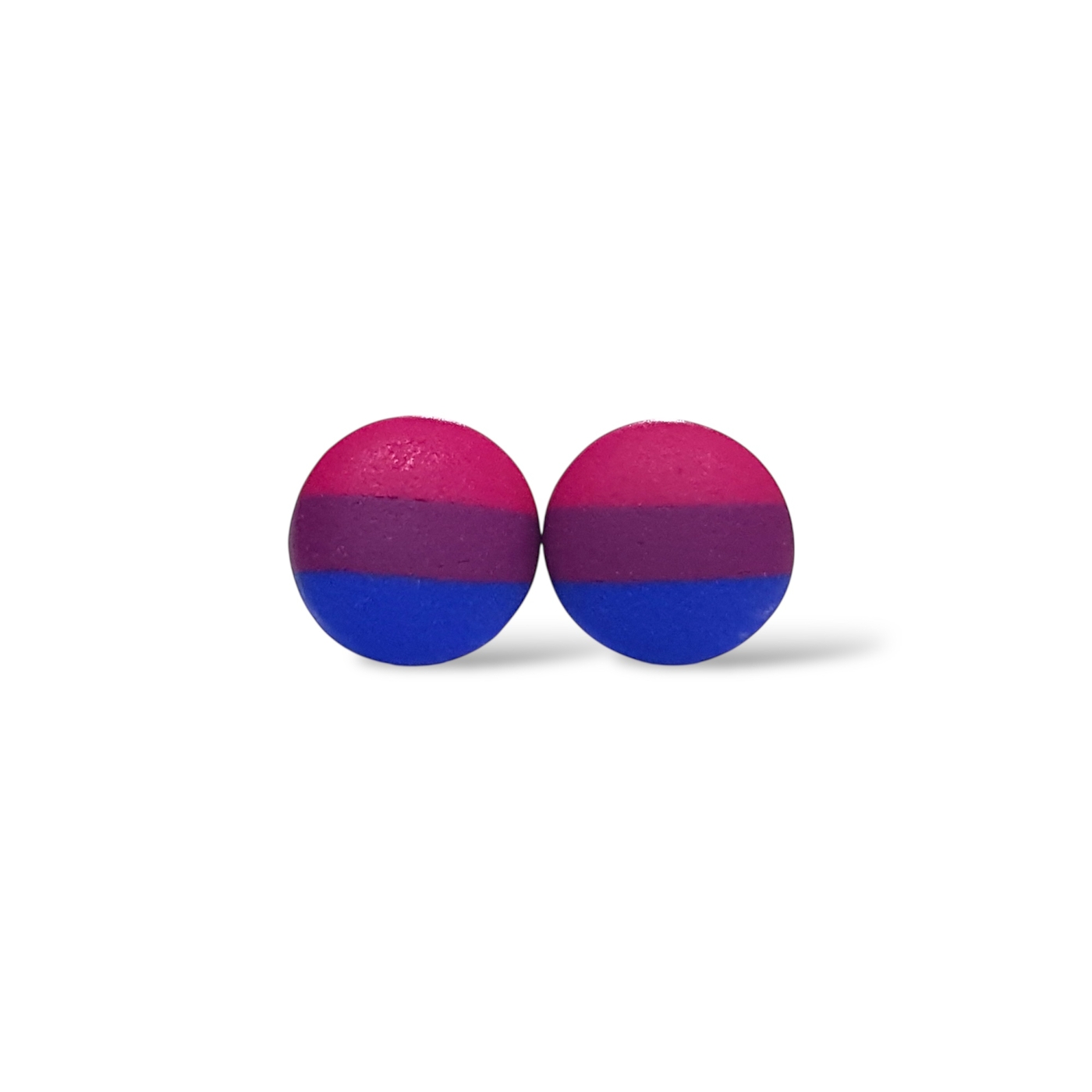 Bisexual pride flag small round stud earrings