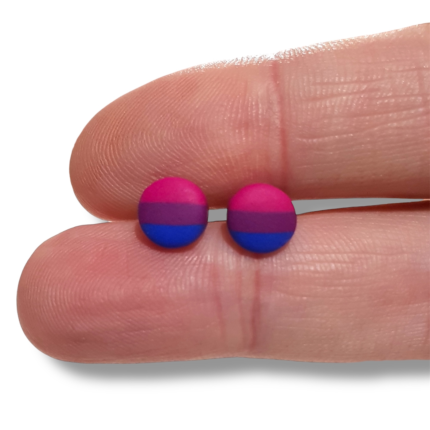 Bisexual pride flag small round stud earrings