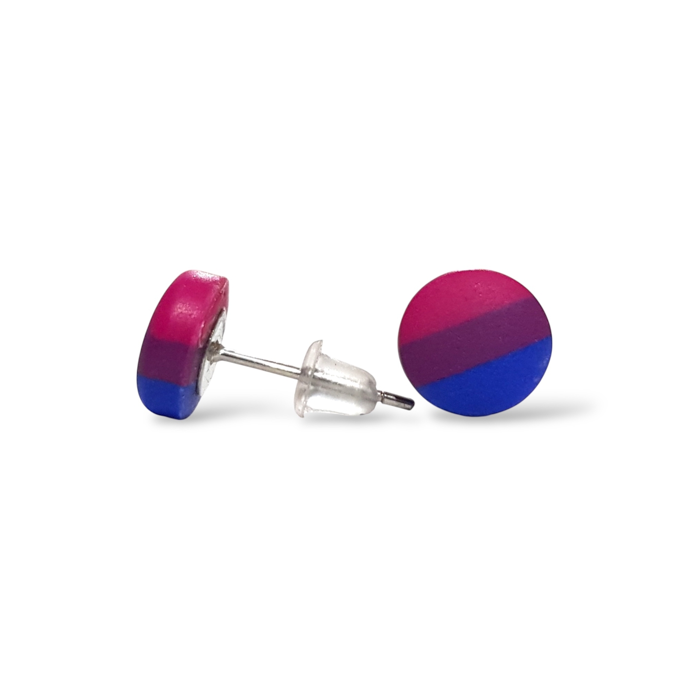 Bisexual pride flag small round stud earrings