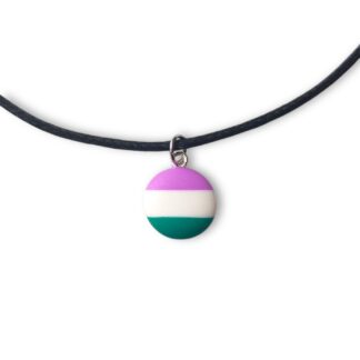 Genderqueer pride flag button necklace