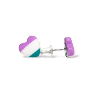 Genderqueer pride flag heart shaped stud earrings
