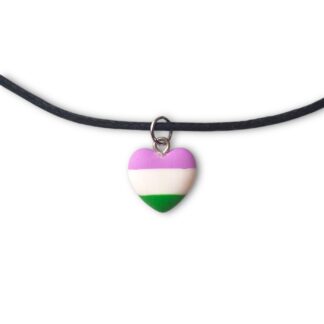 Genderqueer pride flag heart shaped necklace