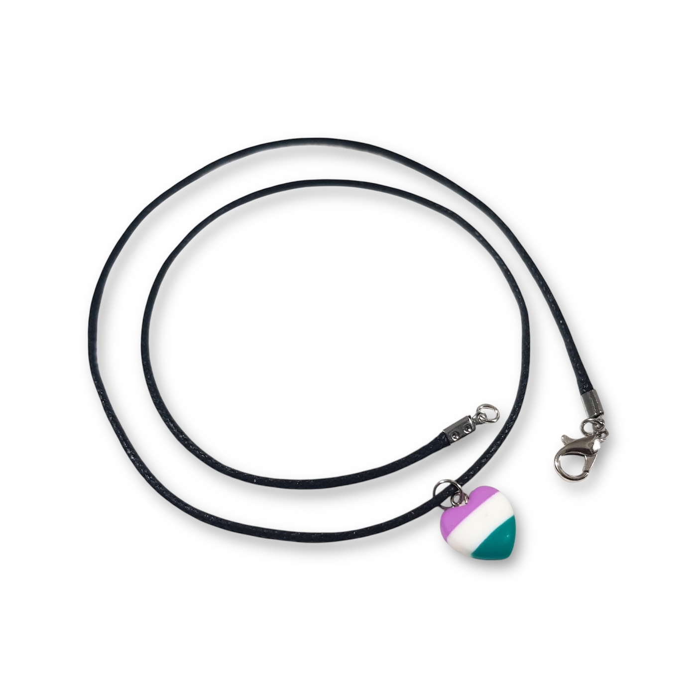 Genderqueer pride flag heart shaped pendant necklace
