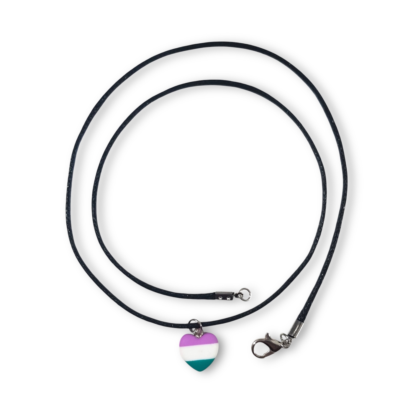 Genderqueer pride flag heart shaped pendant necklace