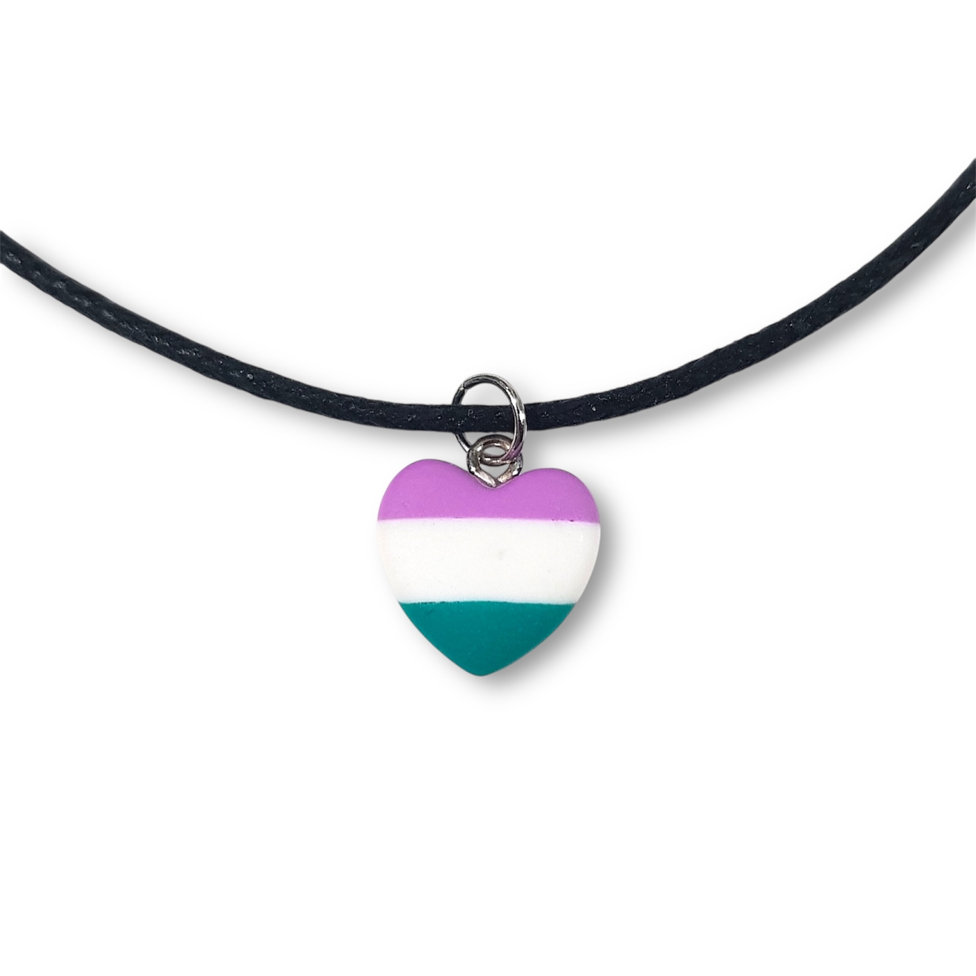 Genderqueer pride flag heart shaped pendant necklace