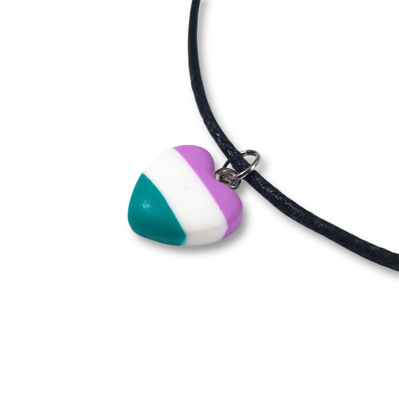 Genderqueer pride flag heart shaped pendant necklace