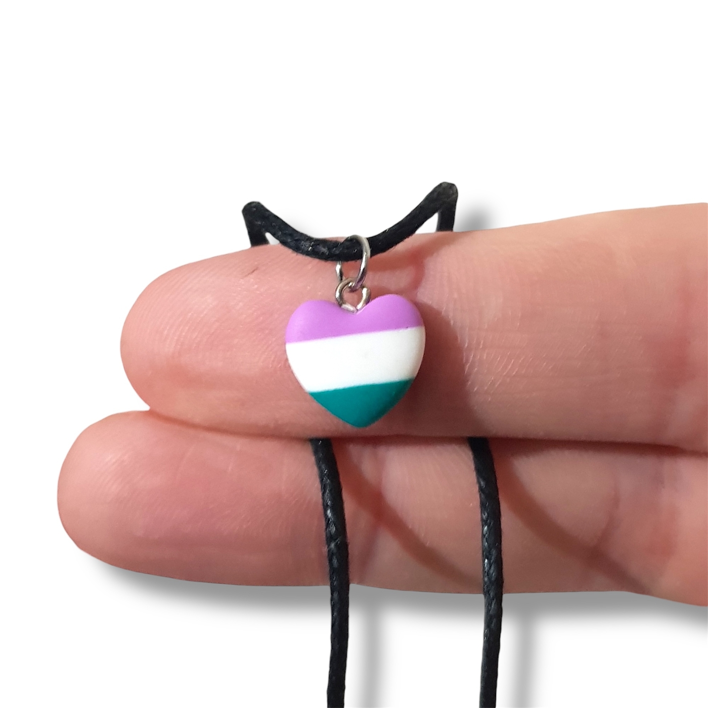 Genderqueer pride flag heart shaped pendant necklace