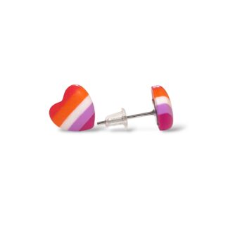 Lesbian pride flag heart shaped stud earrings