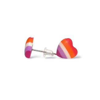 Lesbian pride flag heart shaped stud earrings