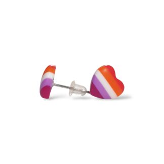 Lesbian pride flag heart shaped stud earrings