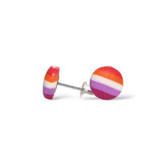 Lesbian pride flag round stud earrings