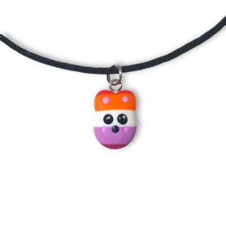 Lesbian pride flag kawaii rabbit necklace