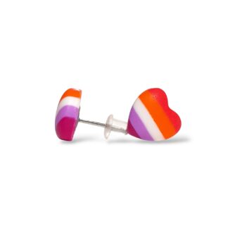 Lesbian pride flag small heart shaped stud earrings