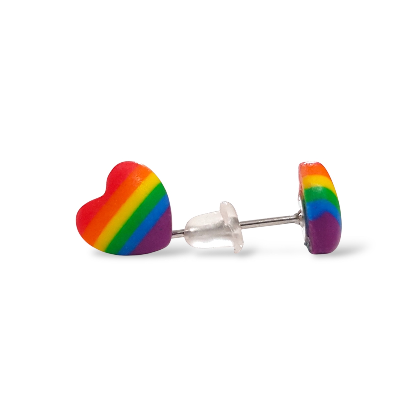 LGBTQ pride flag small heart shaped stud earrings