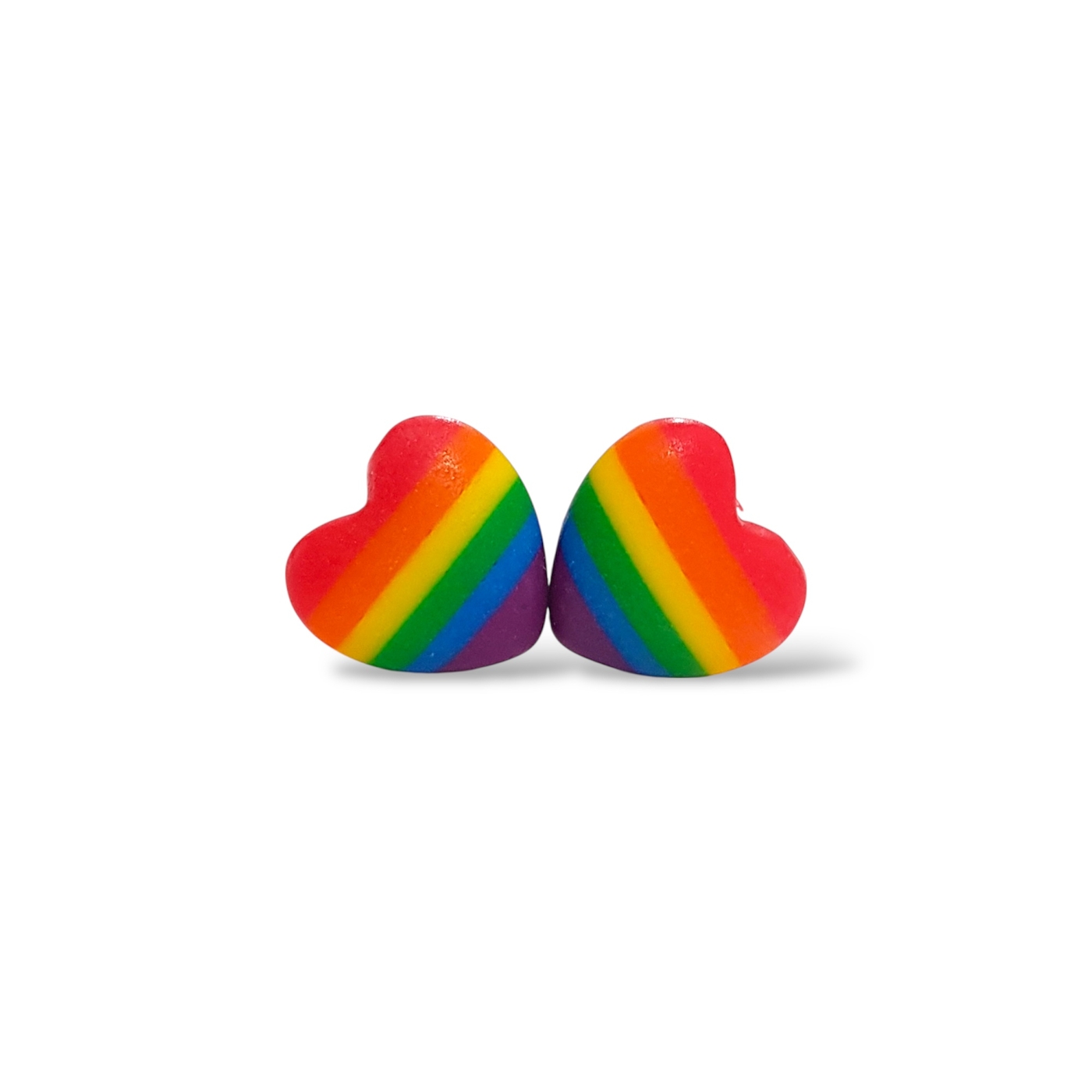 LGBTQ pride flag small heart shaped stud earrings