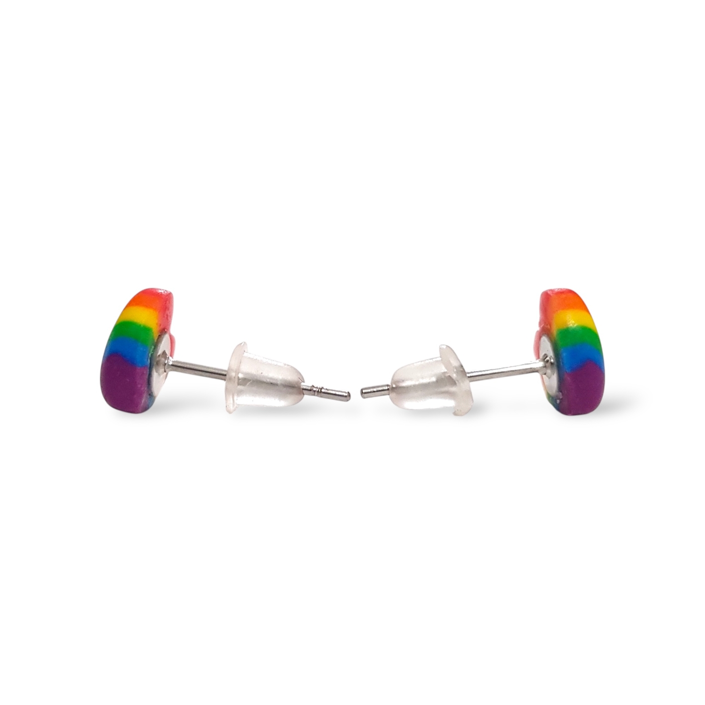 LGBTQ pride flag small heart shaped stud earrings