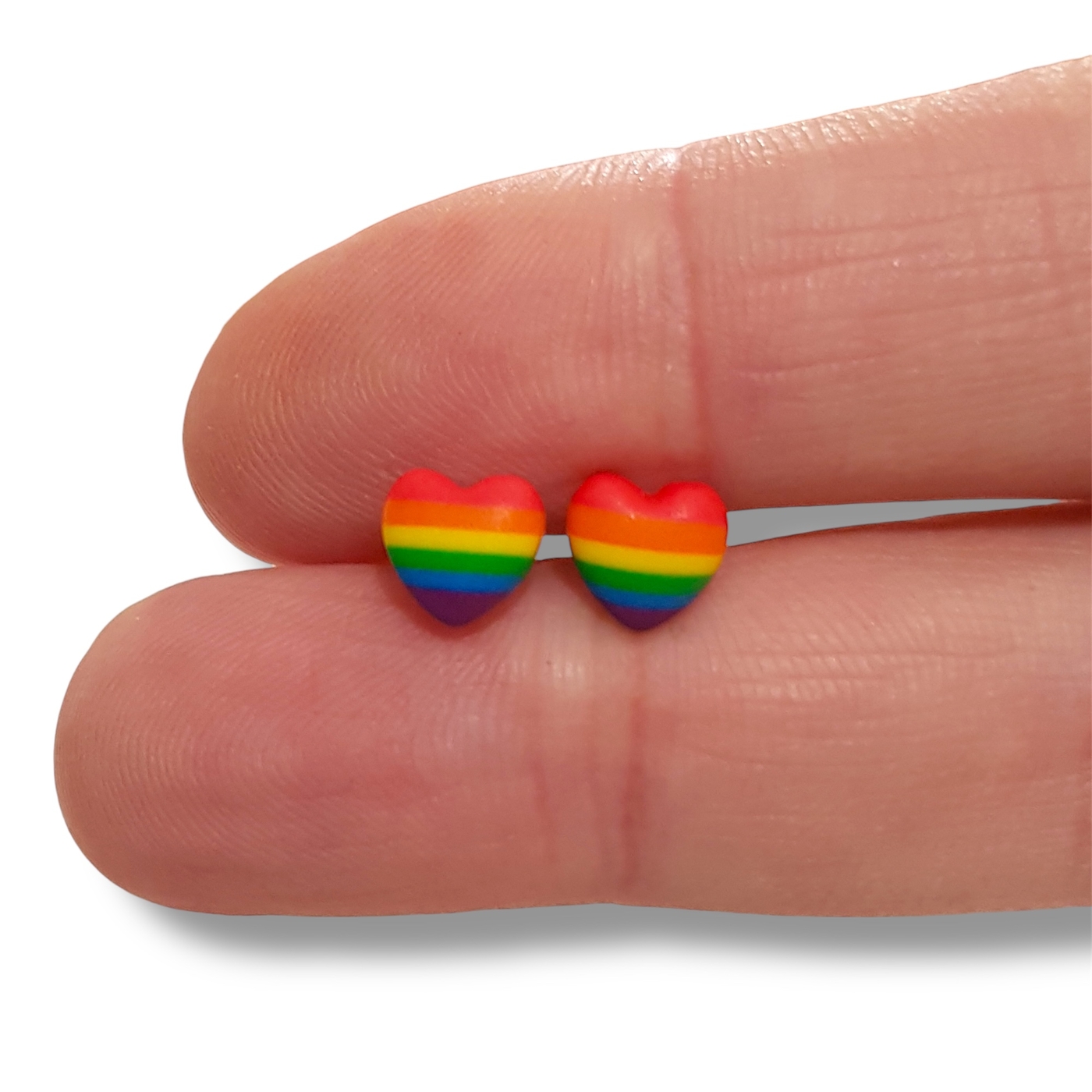 LGBTQ pride flag small heart shaped stud earrings