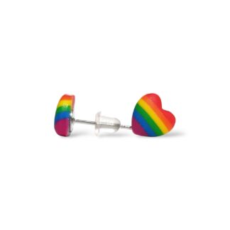 Rainbow pride flag small heart shaped stud earrings
