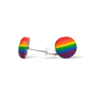 Rainbow pride flag small round stud earrings