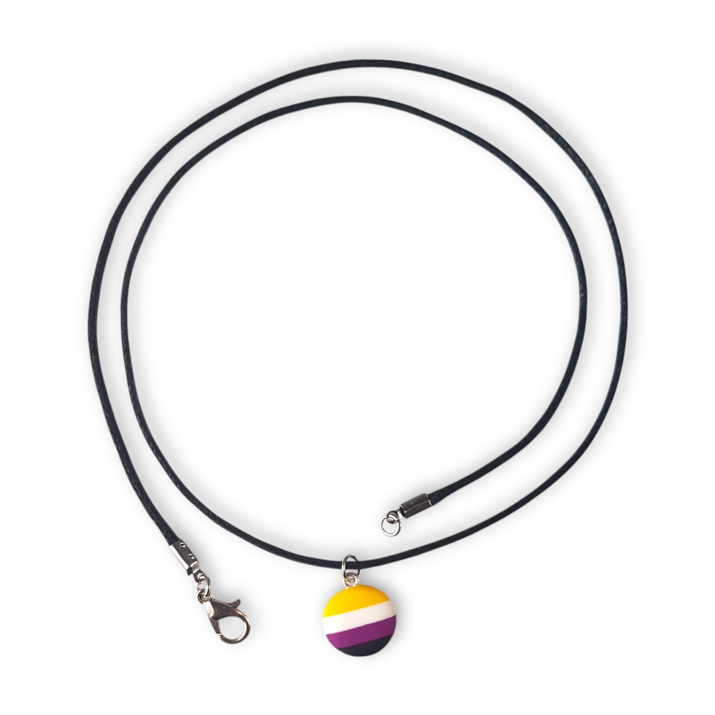 Nonbinary pride flag button shaped necklace