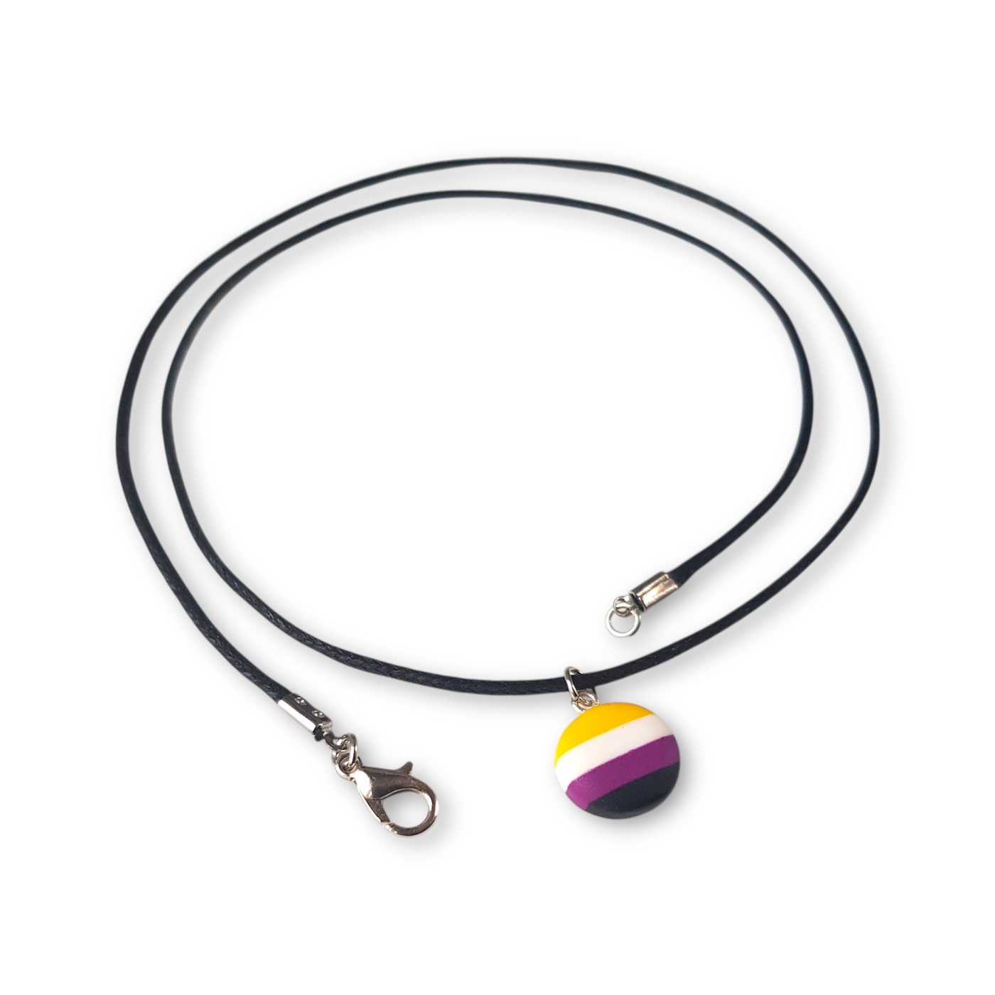 Nonbinary pride flag button shaped necklace