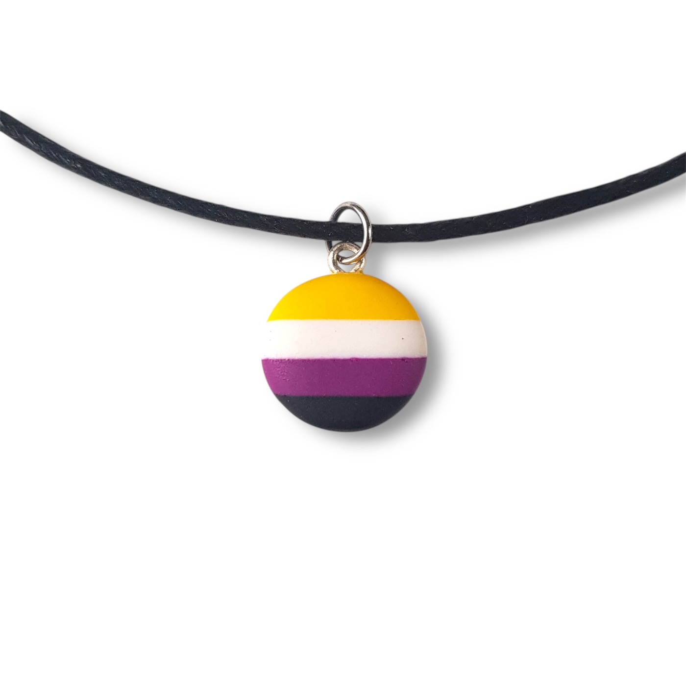 Nonbinary pride flag button shaped necklace