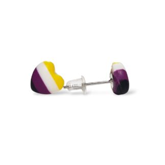 Nonbinary pride flag small heart shaped stud earrings
