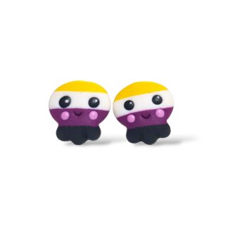 Nonbinary pride flag kawaii octopus earrings