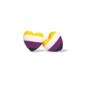 Nonbinary pride flag heart shaped stud earrings