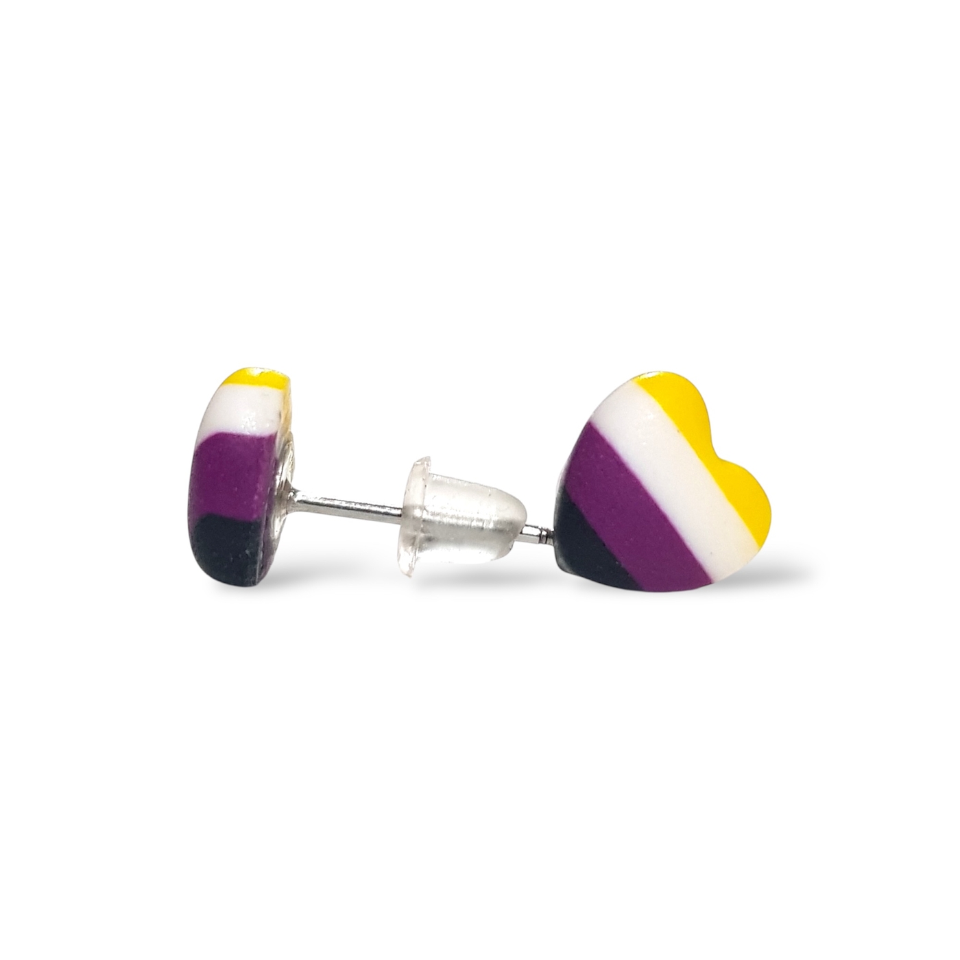 Nonbinary pride flag heart shaped stud earrings