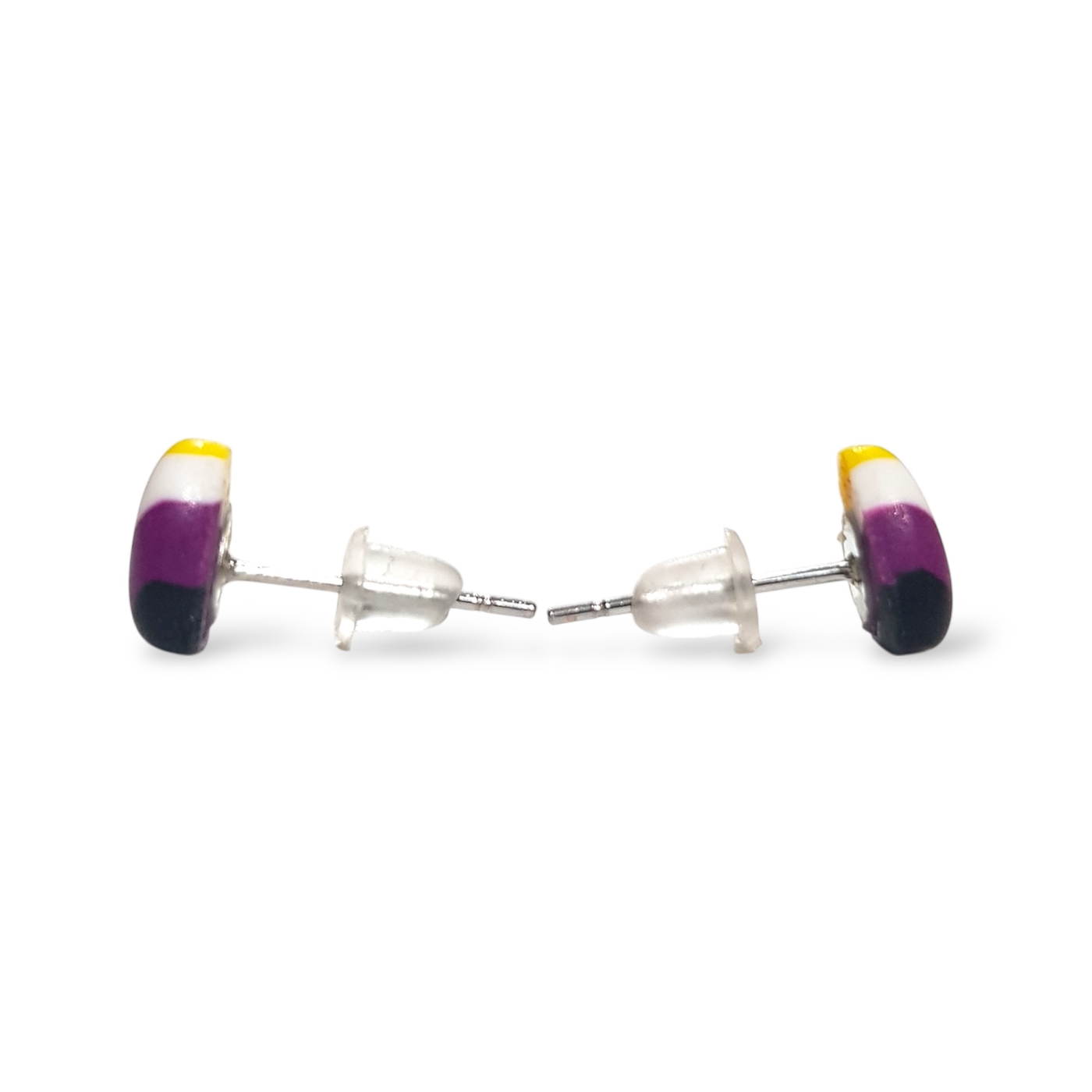 Nonbinary pride flag heart shaped stud earrings
