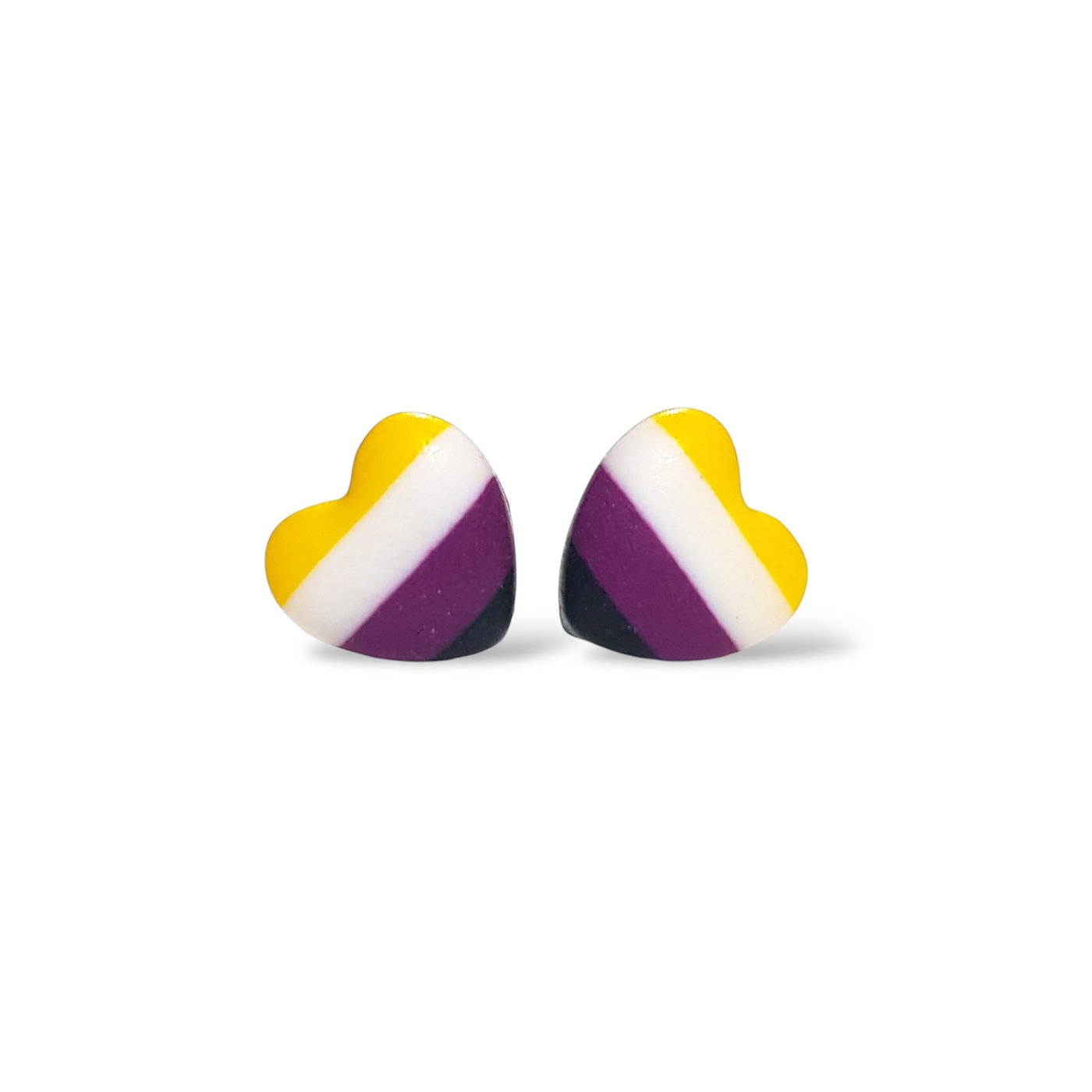 Nonbinary pride flag heart shaped stud earrings