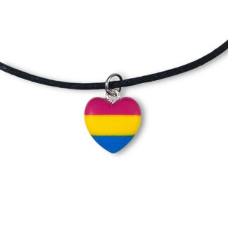 Pansexual pride flag heart shaped pendant necklace