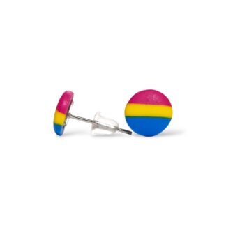 Pansexual pride flag small round stud earrings