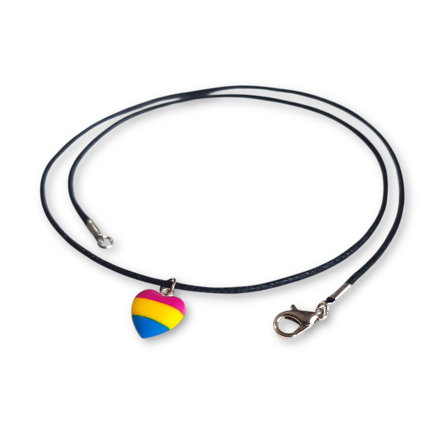 Pansexual pride flag heart shaped pendant necklace