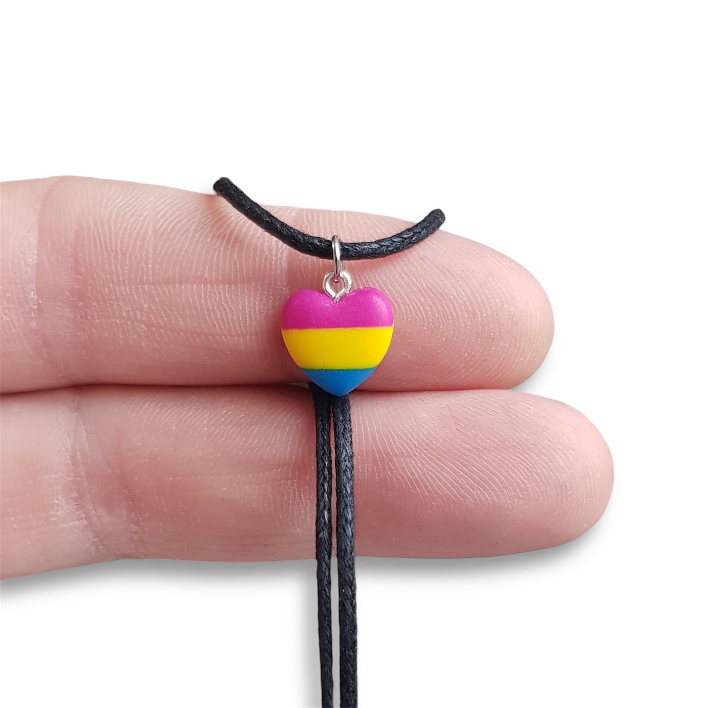 Pansexual pride flag heart shaped pendant necklace