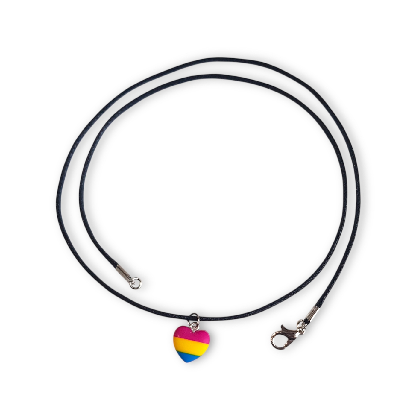 Pansexual pride flag heart shaped pendant necklace